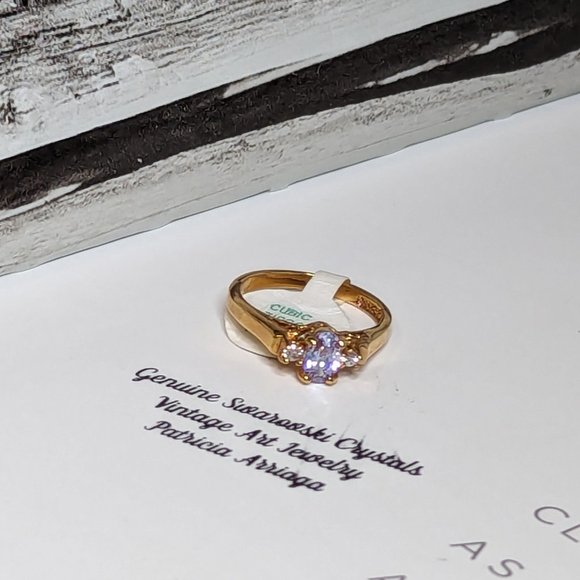 Sparkle Amethyst Cubic Zirconia Ring 18k hge New Old stock Covenant RC - Picture 11 of 16